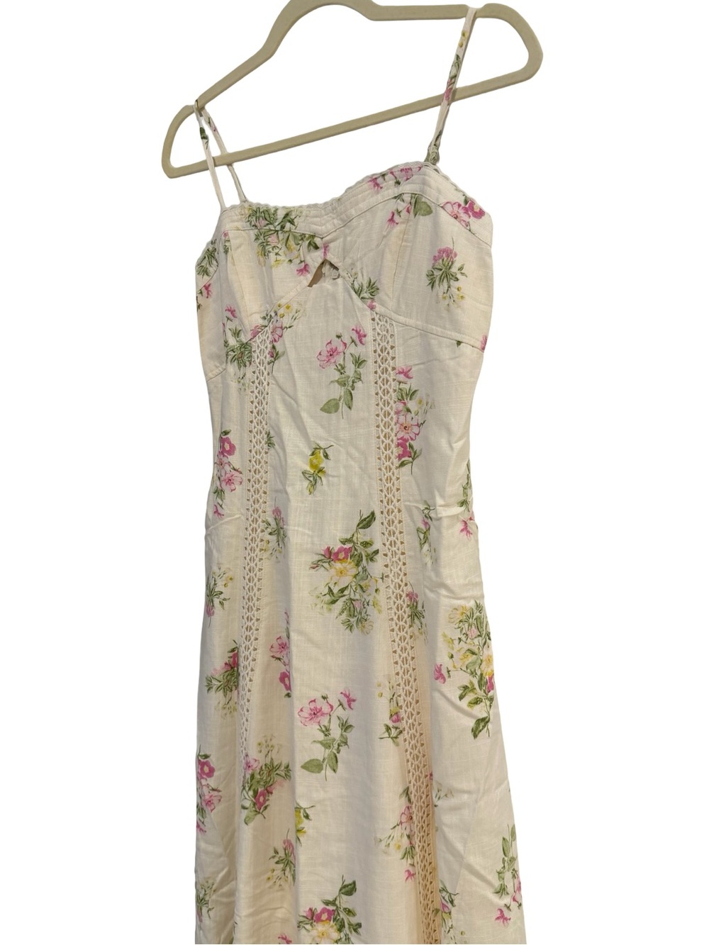 Caroline Constas Floral Crochet Inset Linen Maxi Dress XS NWT - Picture 5 of 10